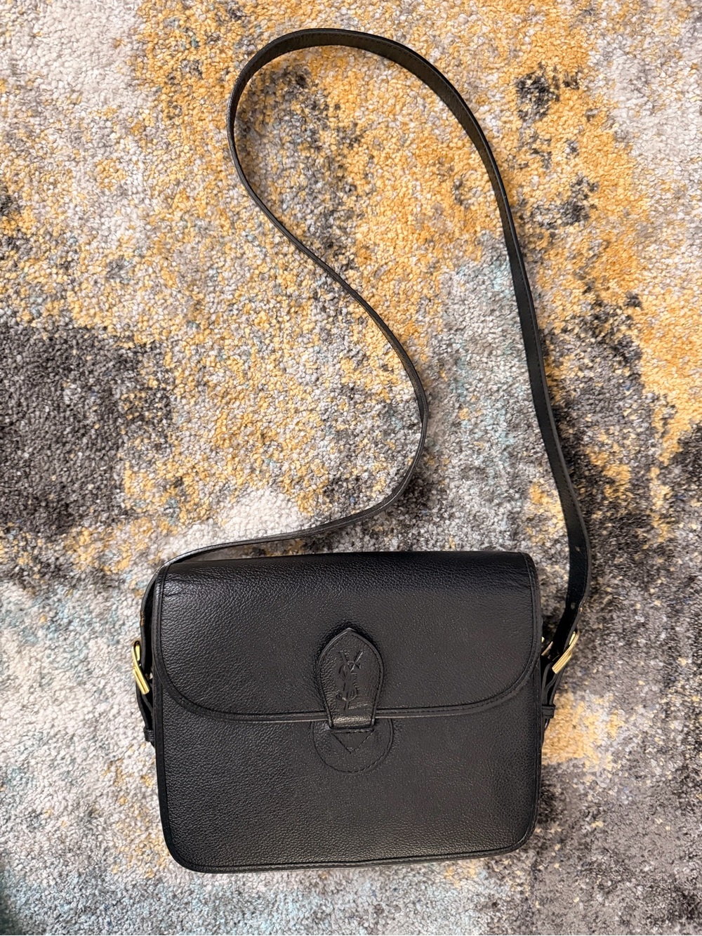 Yves Saint Laurent Black Leather Messenger Crossbody
